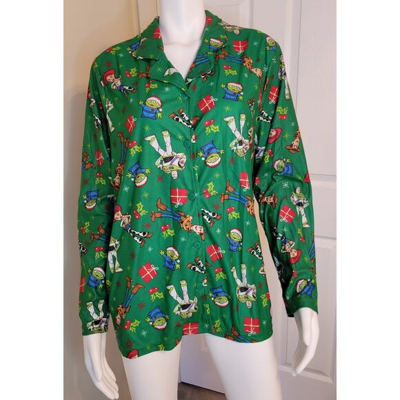 Disney Pixar Toy Story 4 Holiday Pajama Set Green Size XL Buzz Woody Jessie NWT - Picture 9 of 12